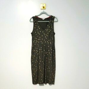 Boden Women Melinda Jersey Midi Sundress 12 Tall Green Gold Sleeveless V-Neck